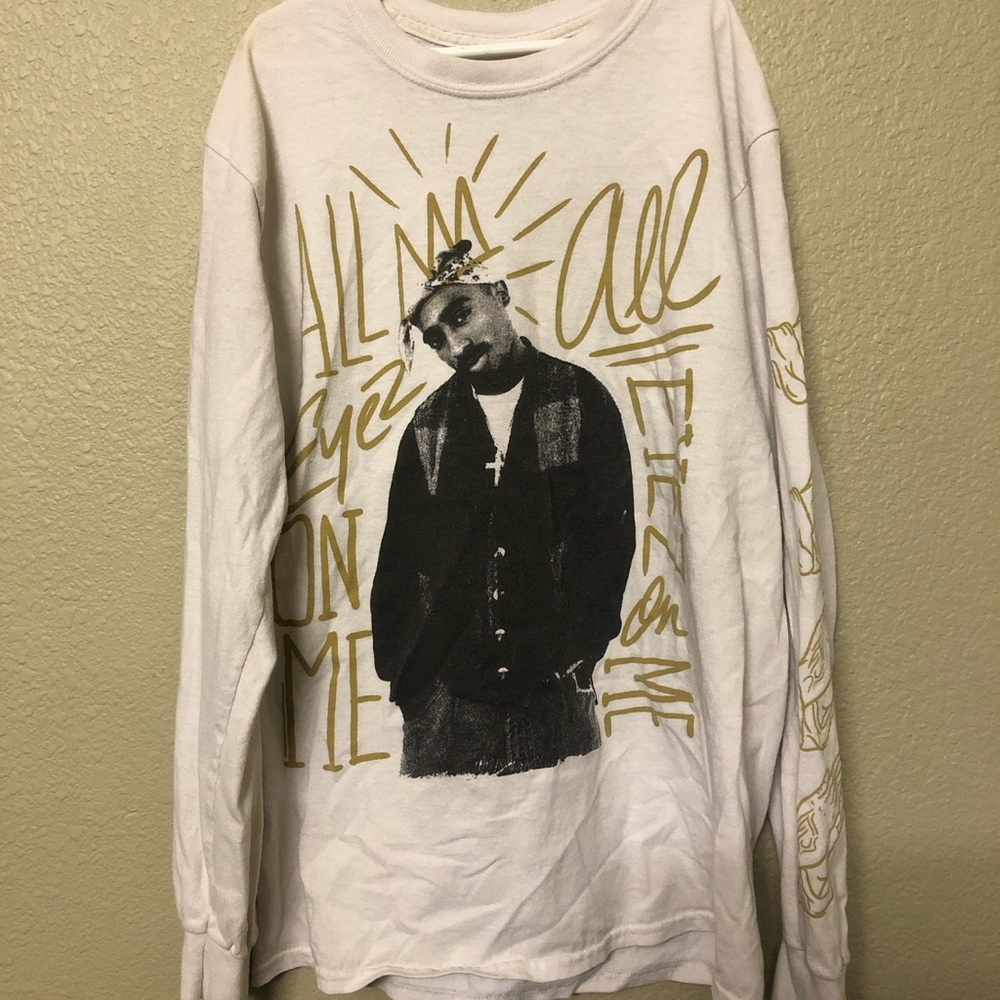 white tupac shakur long sleeve tee